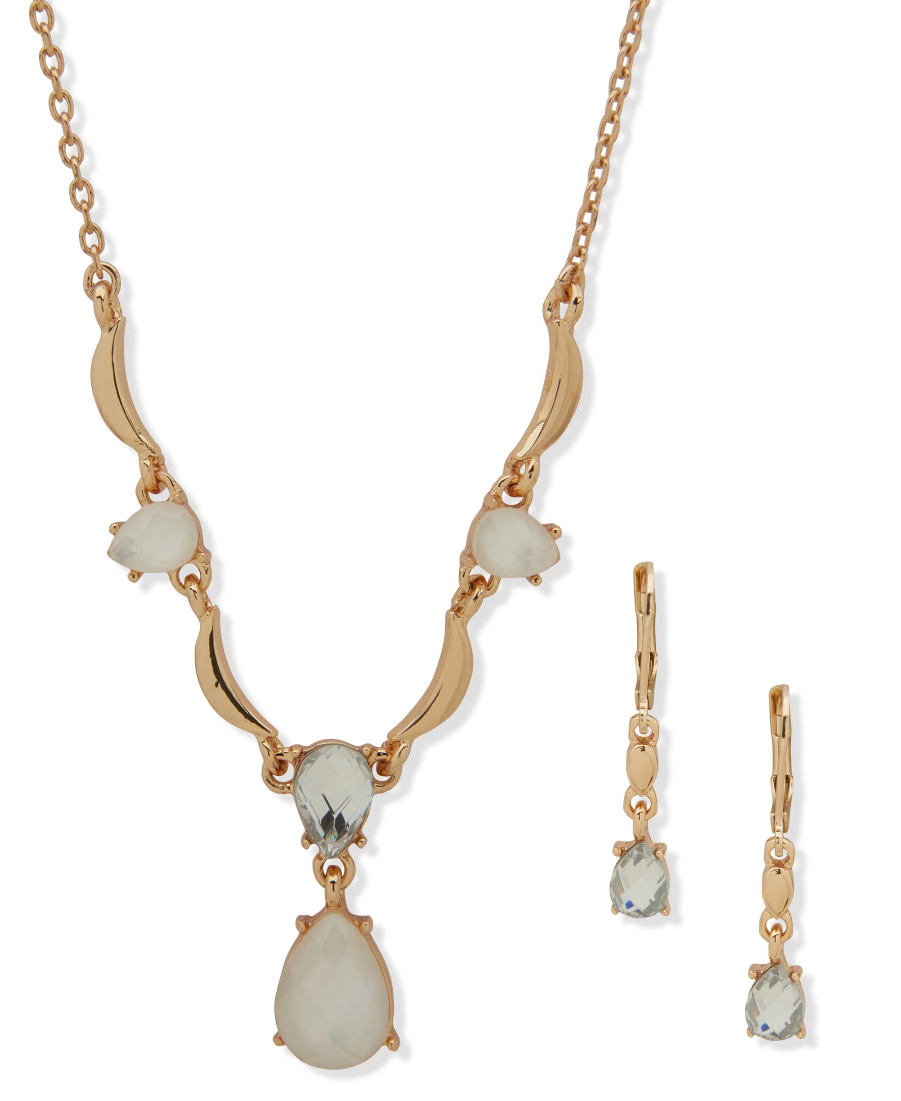 Anne Klein Gold-Plated Pear Necklace & Earring Set