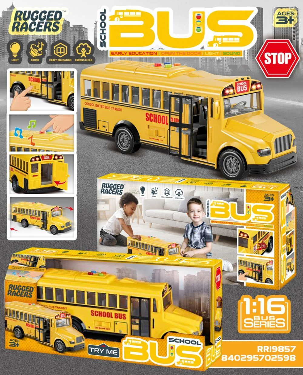 Rugged Racers Shool Bus Toy - Image 3