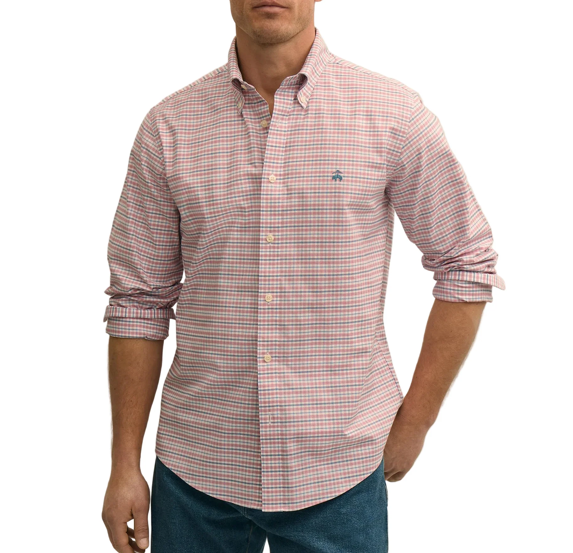 Brooks Brothers Mens Stretch Non-Iron Oxford Check Sport Shirt