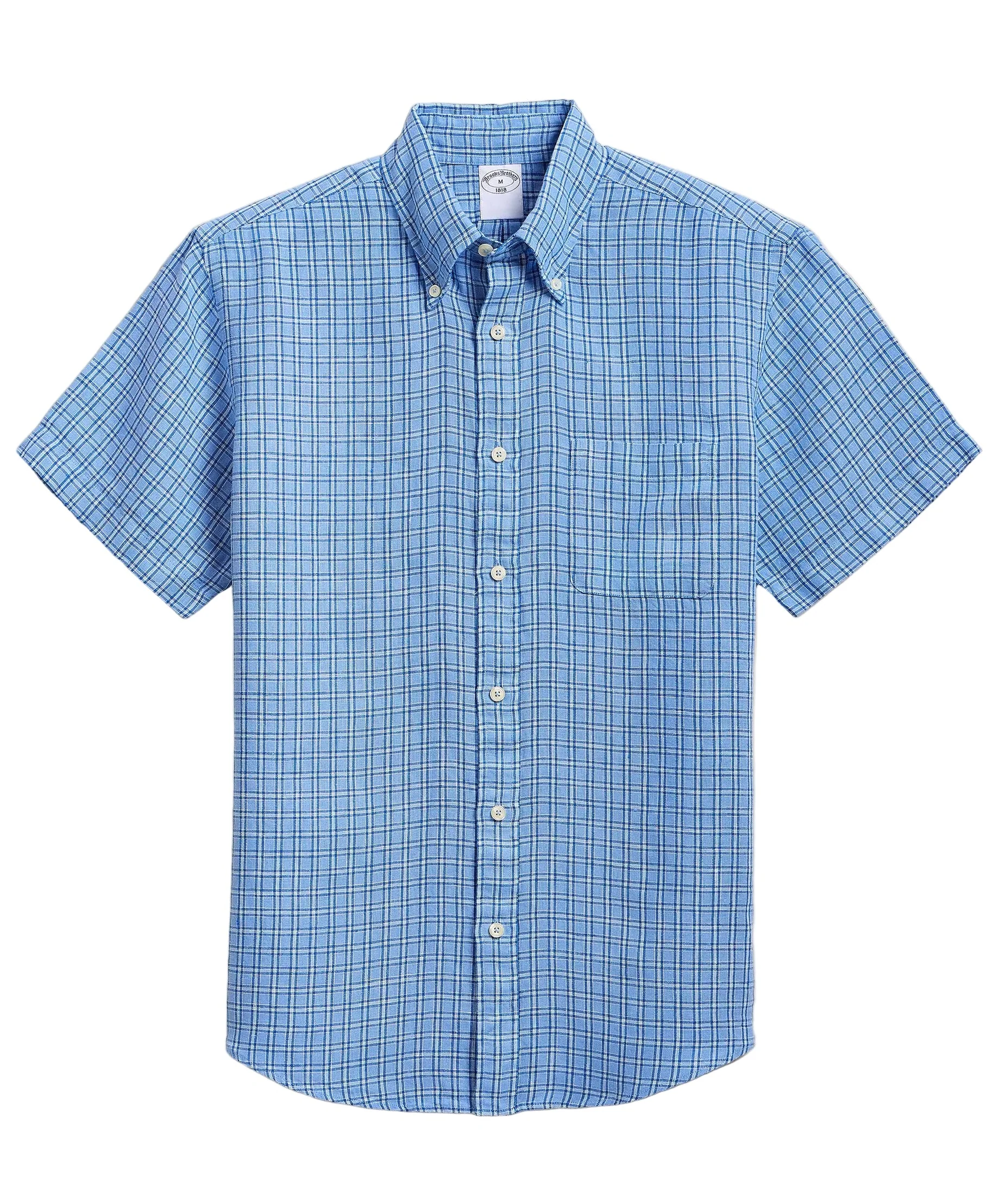 Brooks Brothers Mens Linen Short Sleeve Button Down Shirt