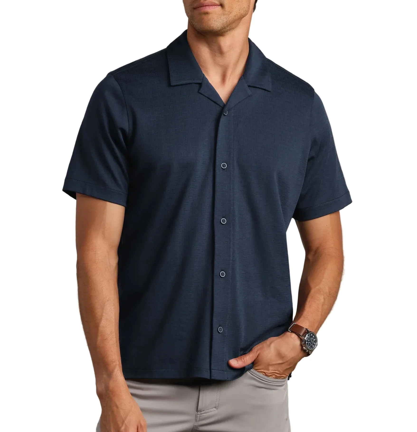 Rhone Mens Palms Camp Collar Short Sleeve Shirt - Image 2