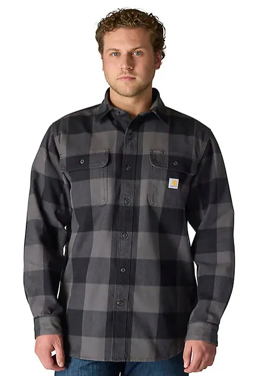 Carhartt Men's Loose Fit Heavyweight Flannel Long-Sleeve Plaid Shirt - Image 2