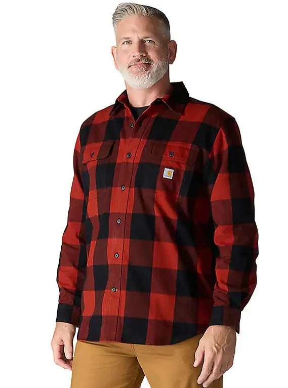 Carhartt Men's Loose Fit Heavyweight Flannel Long-Sleeve Plaid Shirt - Image 3