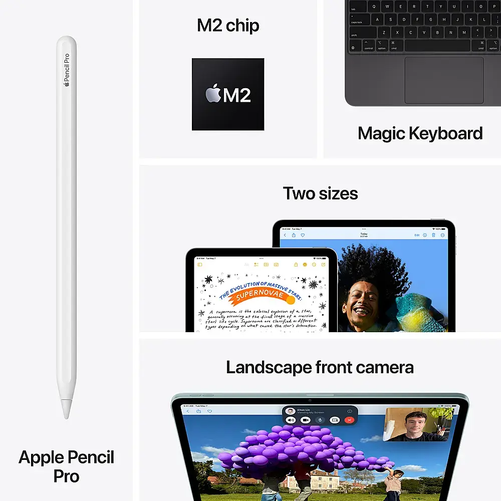 Apple - 11-inch iPad Air M2 Chip Built for Apple Intelligence Wi-Fi + Cellular 1TB - Purple - Image 9