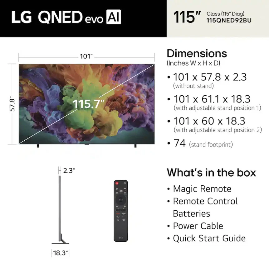 LG 115" Class 92B Series QNED AI Mini LED 4K Smart webOS TV - Image 6