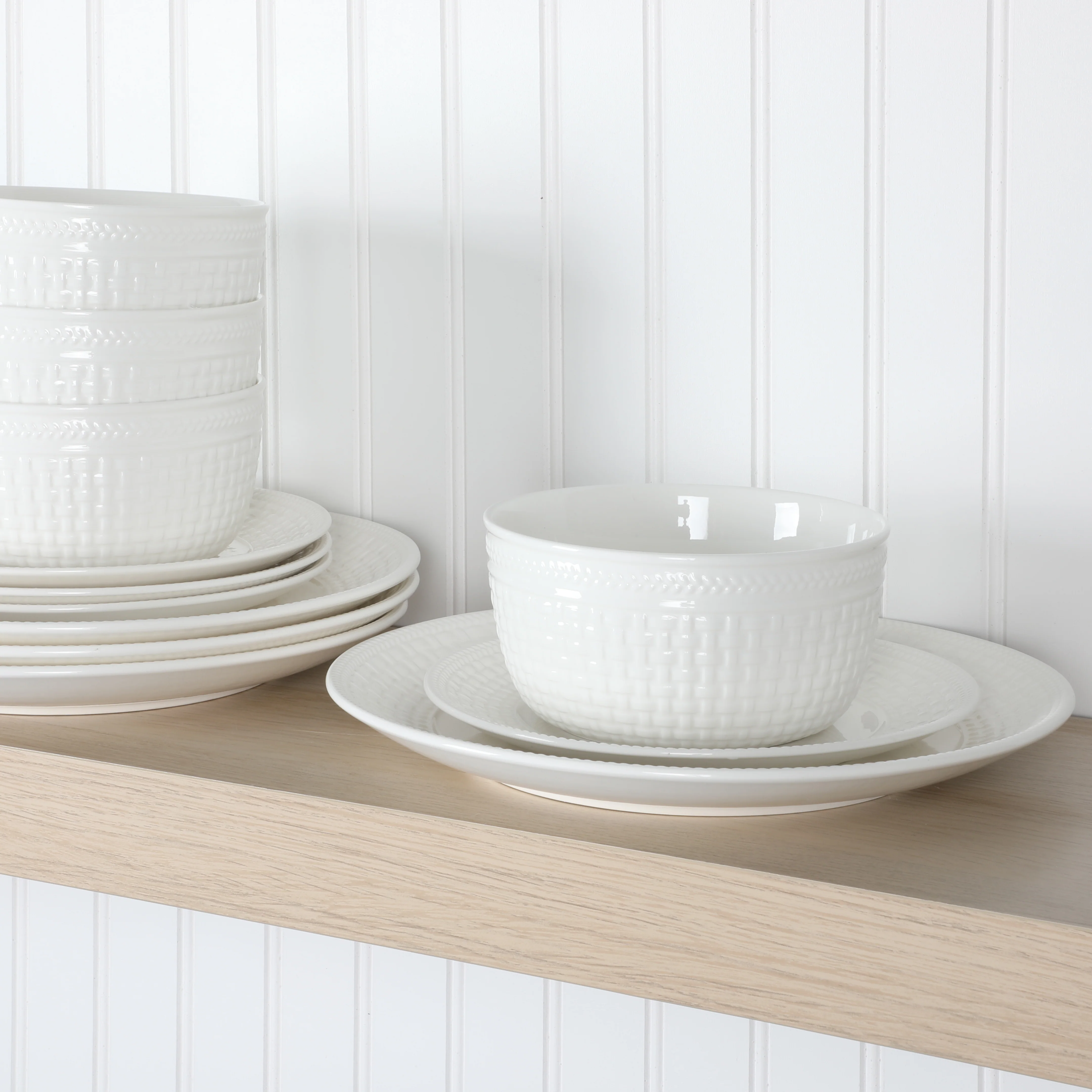 Gibson Martha Stewart Basketweave Ceramic Dinnerware Set - 12-Pieces - Image 4