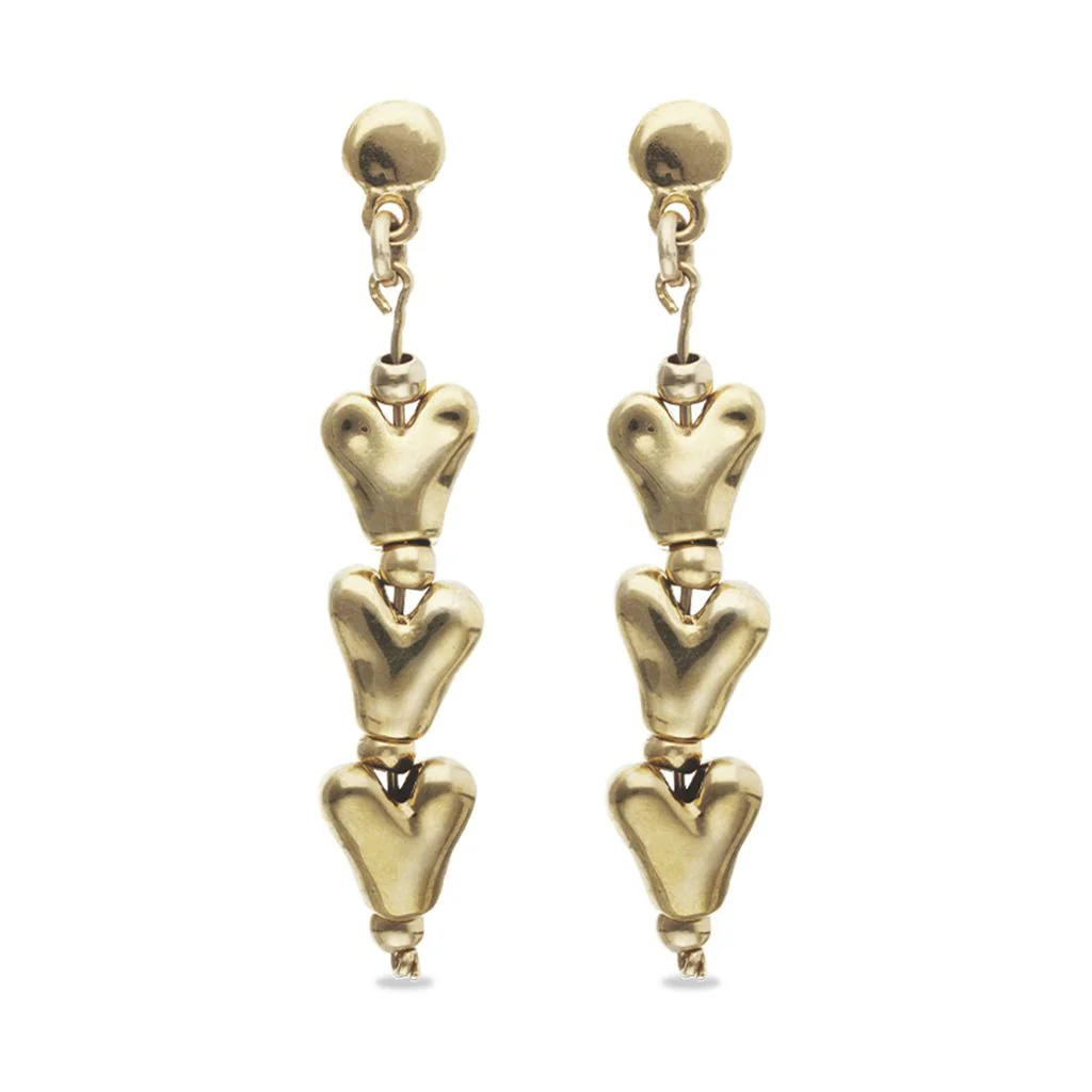 UNOde50 Gold Heart Bead Long Drop Earrings