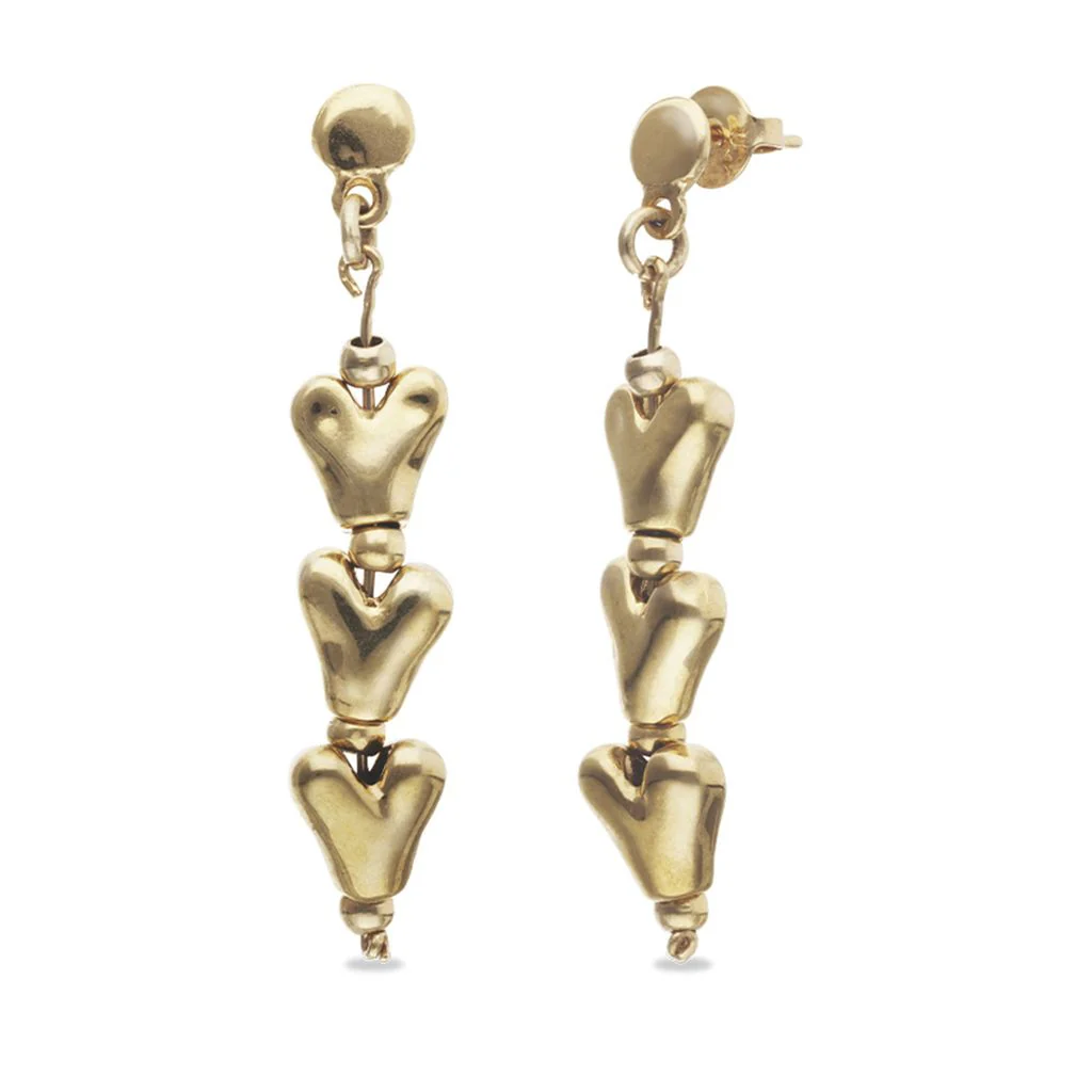 UNOde50 Gold Heart Bead Long Drop Earrings - Image 2