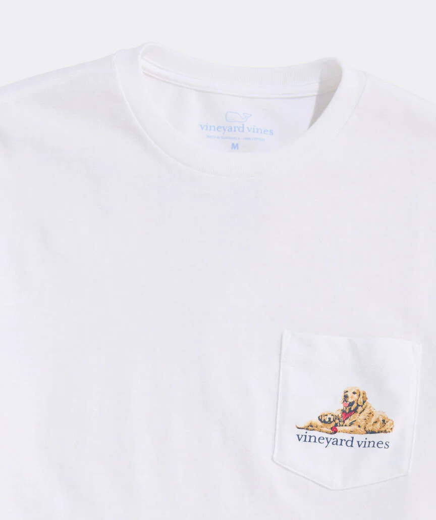 Vineyard Vines Mens Golden & Pup Father's Day Pocket Short Sleeve T-Shirt - Image 4