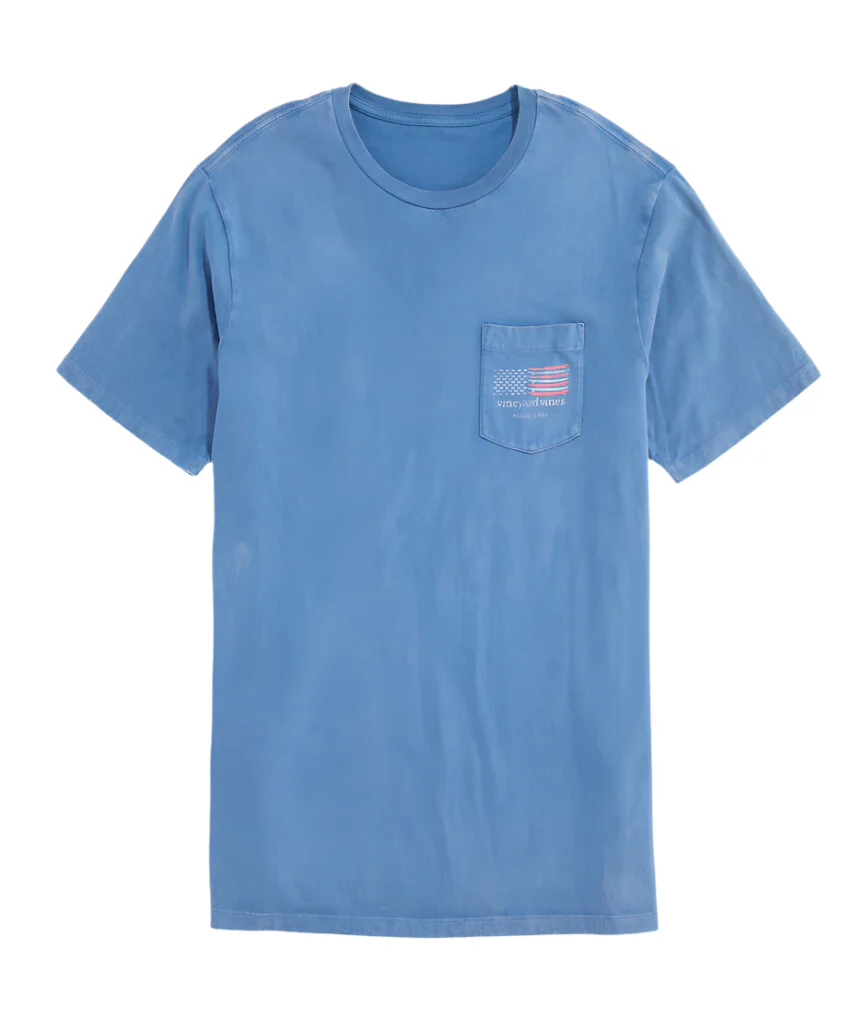 Vineyard Vines Mens Drift Dye Surf Minimal Flag Short-Sleeve Pocket T-Shirt - Image 2