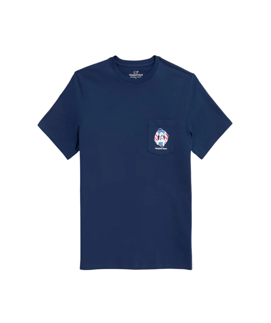 Vineyard Vines Mens USA Dog Life Ring Pocket Short Sleeve T-Shirt - Image 2