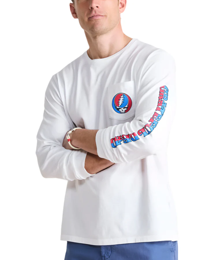Vineyard Vines X Grateful Dead Mens Stealie Pocket Long Sleeve T-Shirt - Image 3