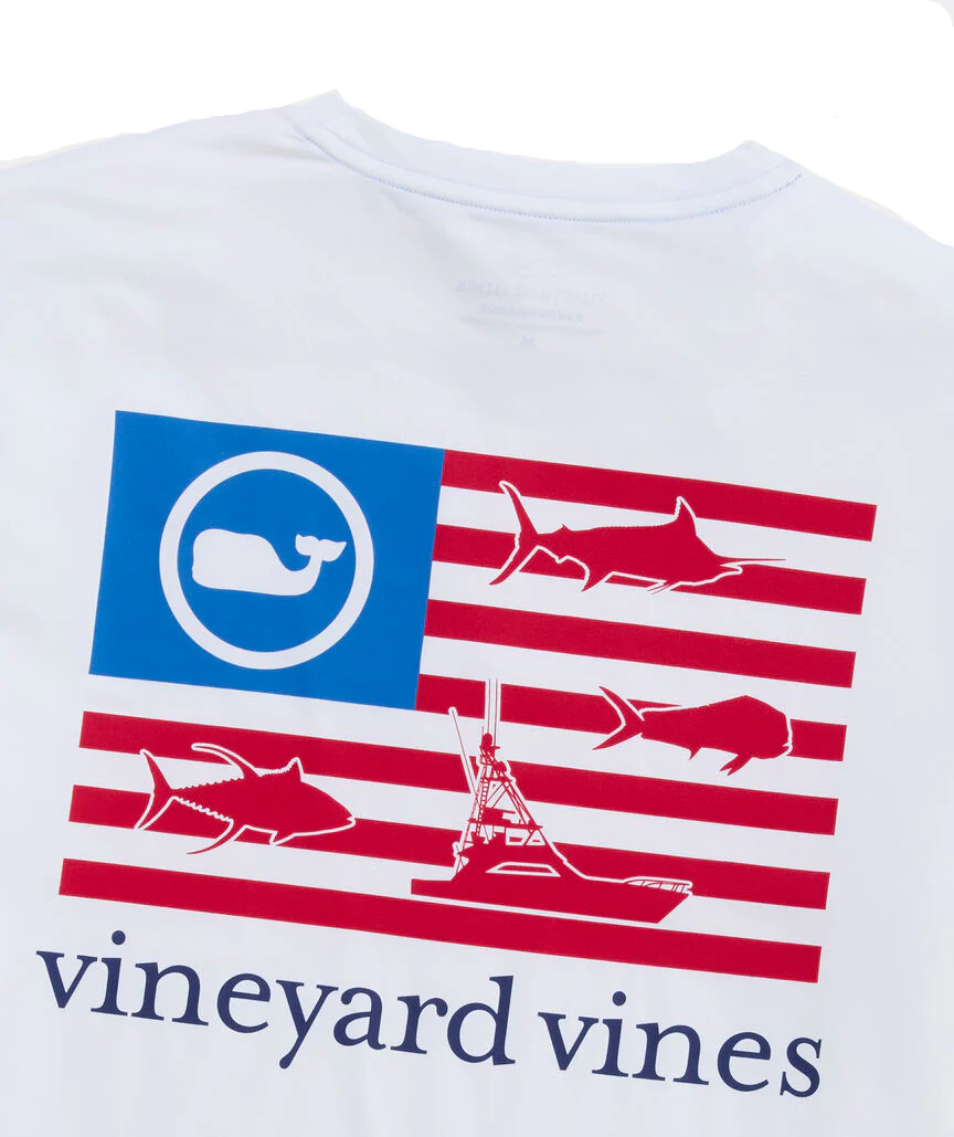 Vineyard Vines Mens Performance Harbor Fish Flags Long-Sleeve Harbor T-Shirt - Image 2