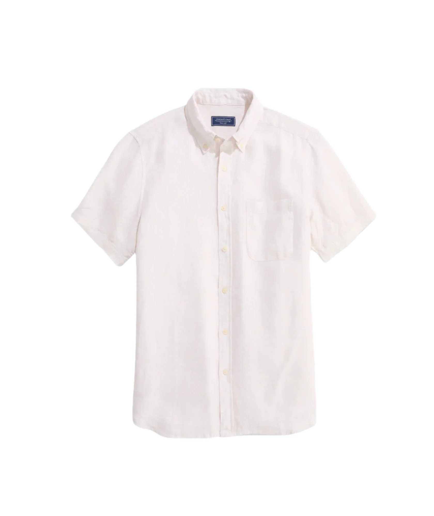 Vineyard Vines Mens Surfside Solid Linen Short Sleeve Button Down Shirt - Image 2