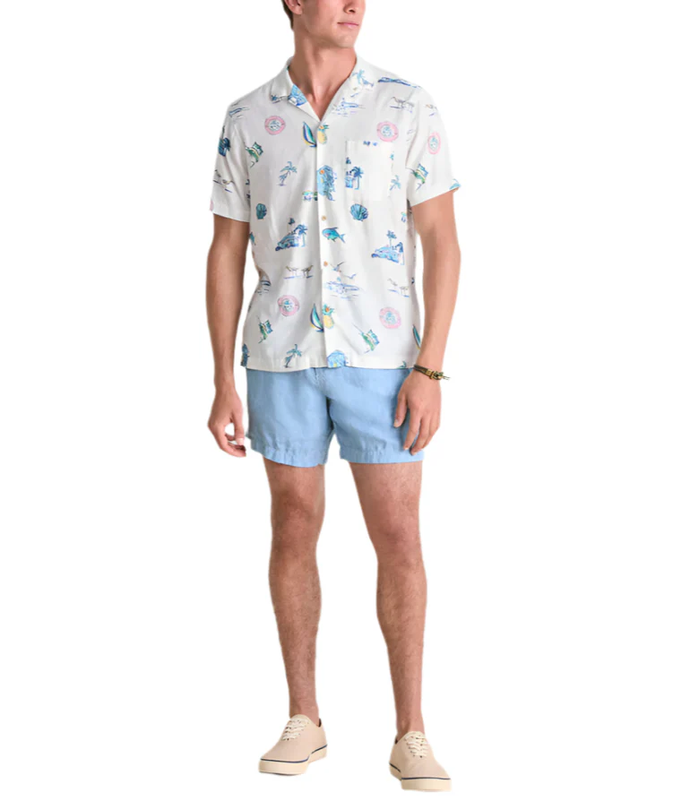 Vineyard Vines Mens Gasparilla Icons Linen Blend Short Sleeve Shirt - Image 5