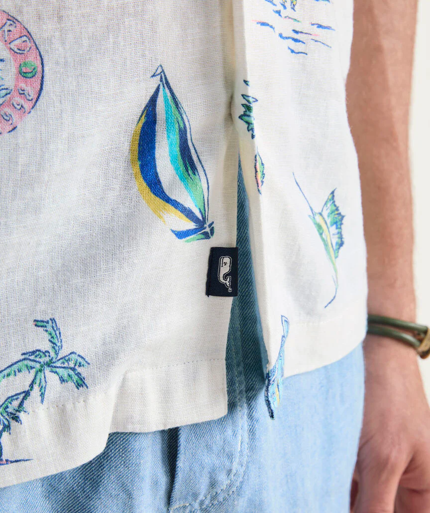 Vineyard Vines Mens Gasparilla Icons Linen Blend Short Sleeve Shirt - Image 6