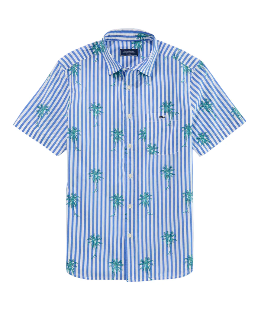 Vineyard Vines Mens Under The Palms Cotton Short Sleeve Shirt