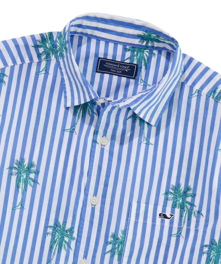 Vineyard Vines Mens Under The Palms Cotton Short Sleeve Shirt - Image 3