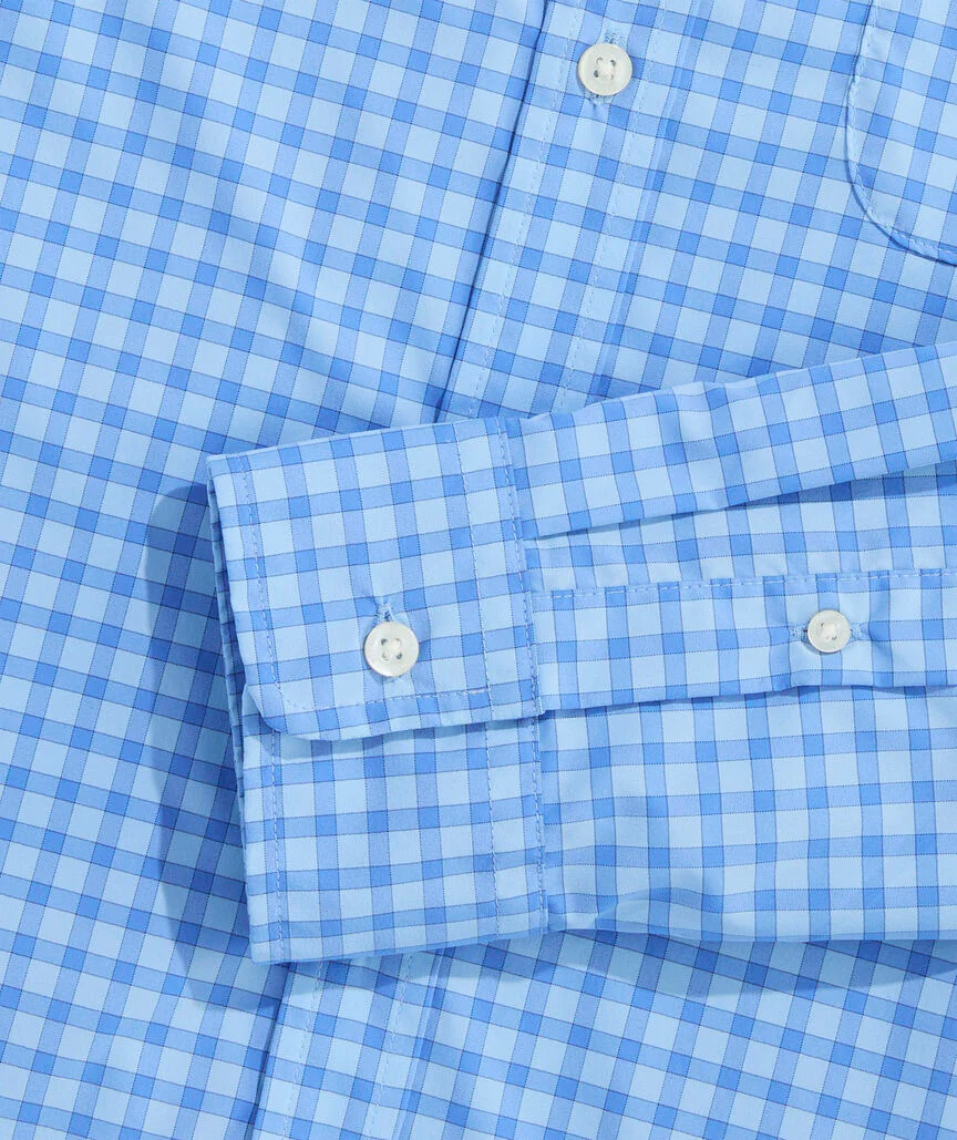 Vineyard Vines Mens Performance Lemon Shark Gingham Featherweight Button-Up Shirt - Image 4