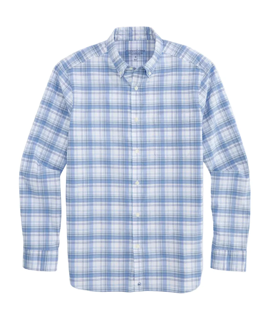 Vineyard Vines Mens Performance Cotton Seven Mile Plaid Button-Up Shirt