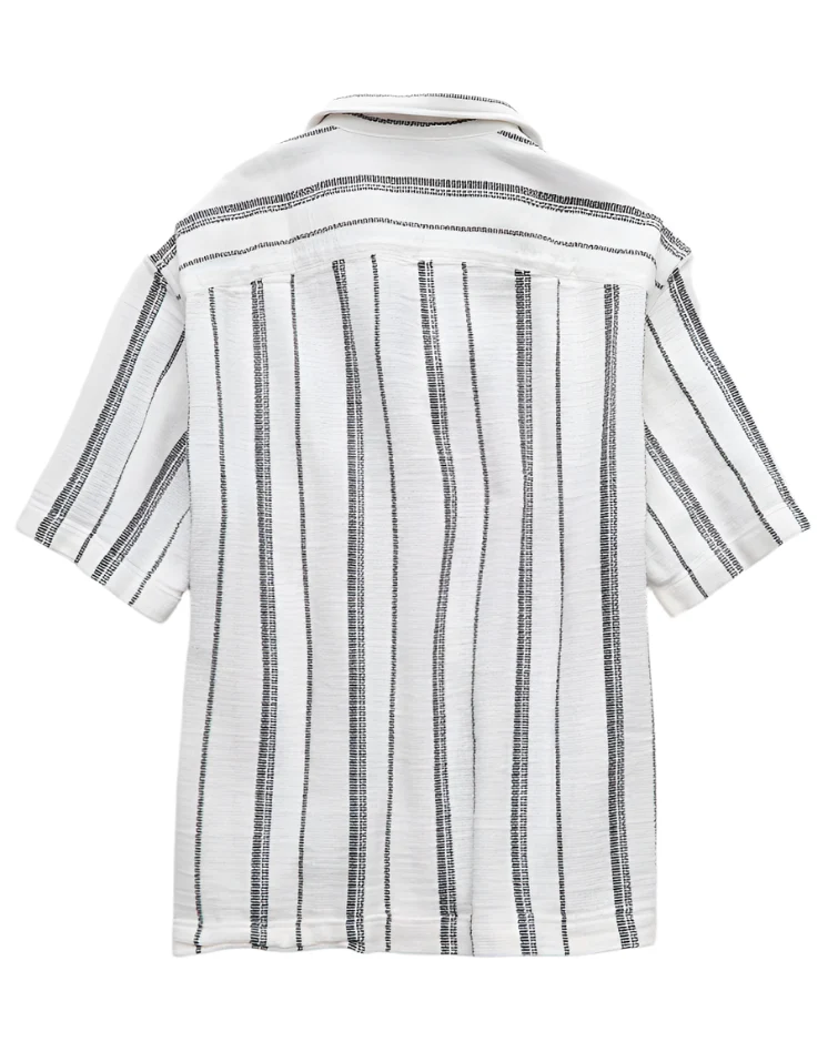 American Eagle Mens AE Poolside Striped Short Sleeve Button Up Shirt - Image 2
