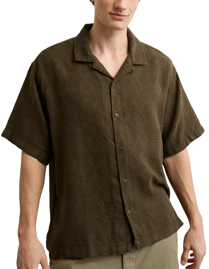 American Eagle Mens AE Relaxed Fit Camp Collar Short Sleeve Shirt - Image 3