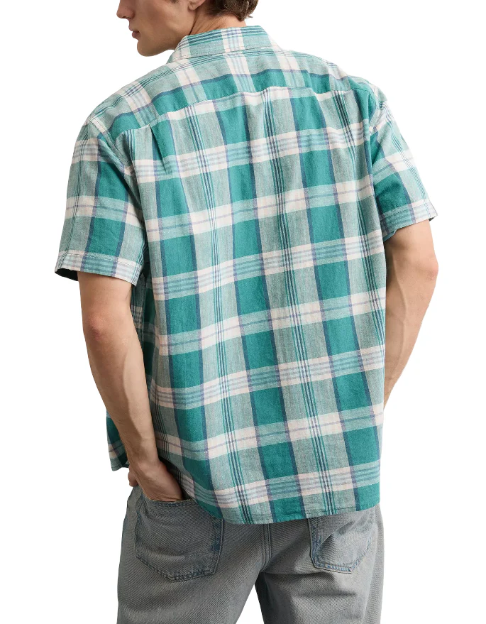 American Eagle Mens Standard Fit Linen-Blend Short Sleeve Shirt - Image 3