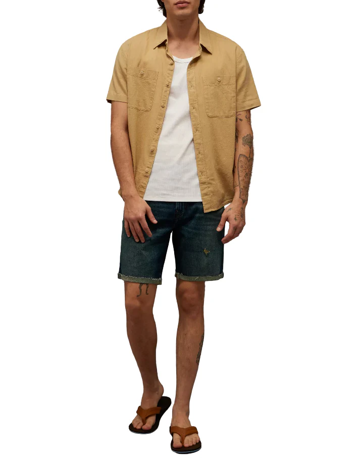 American Eagle Mens Standard Fit Linen-Blend Short Sleeve Shirt - Image 4