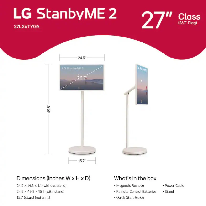 LG StanbyME 2 27" LCD FHD Touchscreen Panel Display TV - Image 3