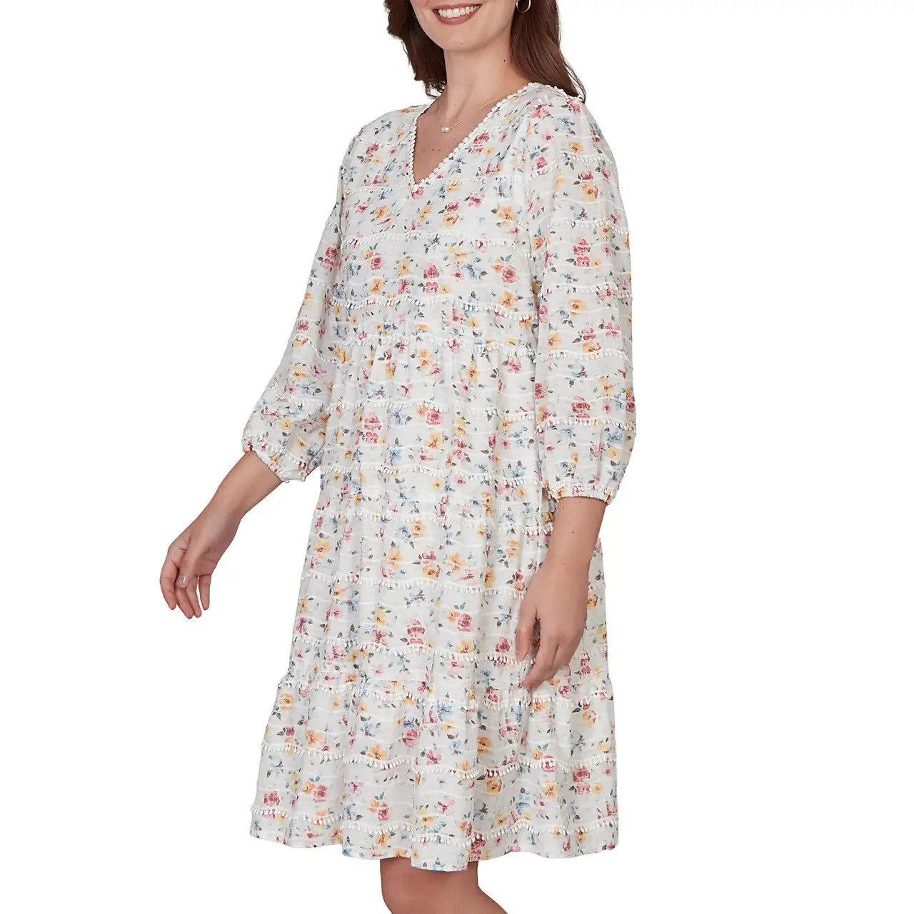 Ruby Rd. Womens Embroidered Floral Peasant Dress - Image 5