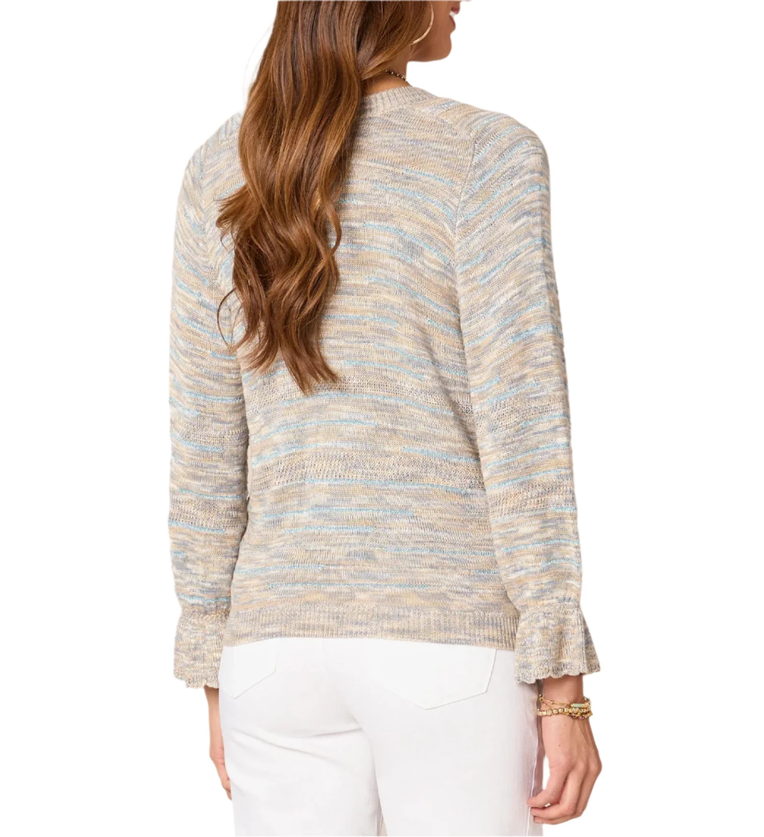 Democracy Womens Pointelle 3/4 Sleeve Cardigan - Image 3