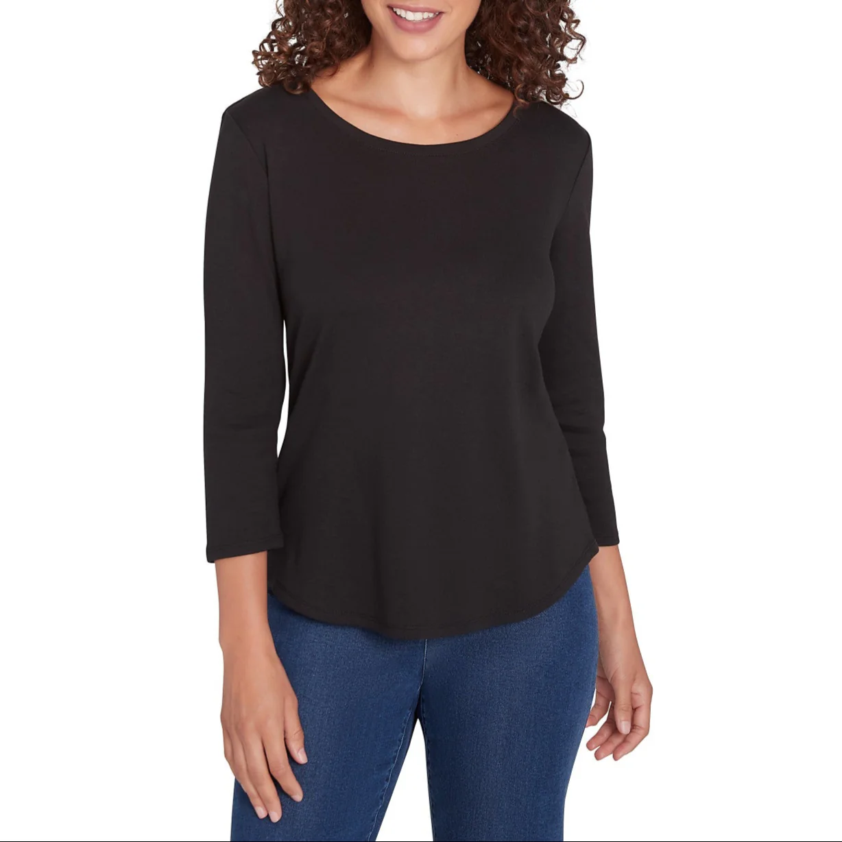 Ruby Rd. Womens Rib Three Quarter Sleeve Top