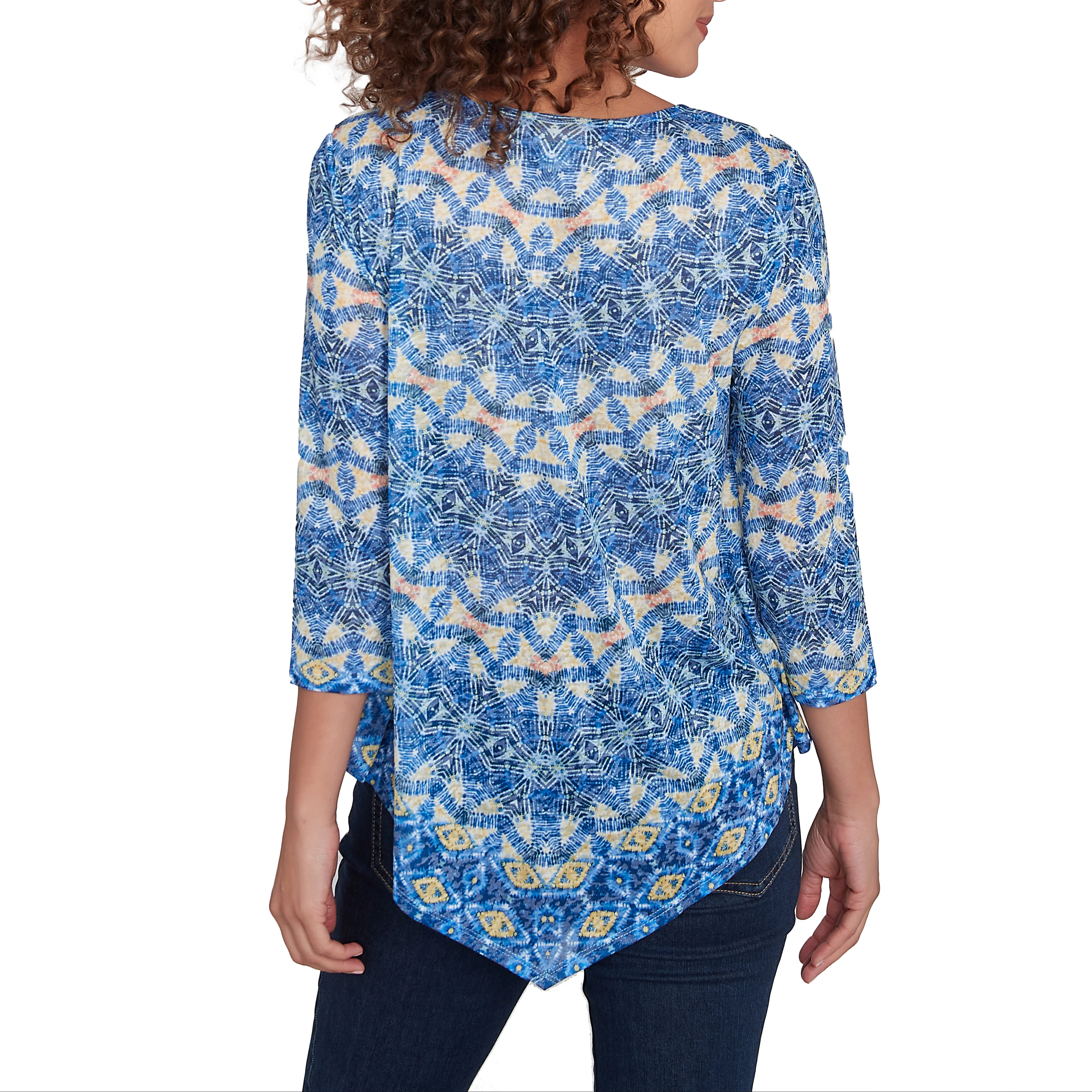 Ruby Rd. Womens Stripe Print 3/4 Sleeve Top - Image 2