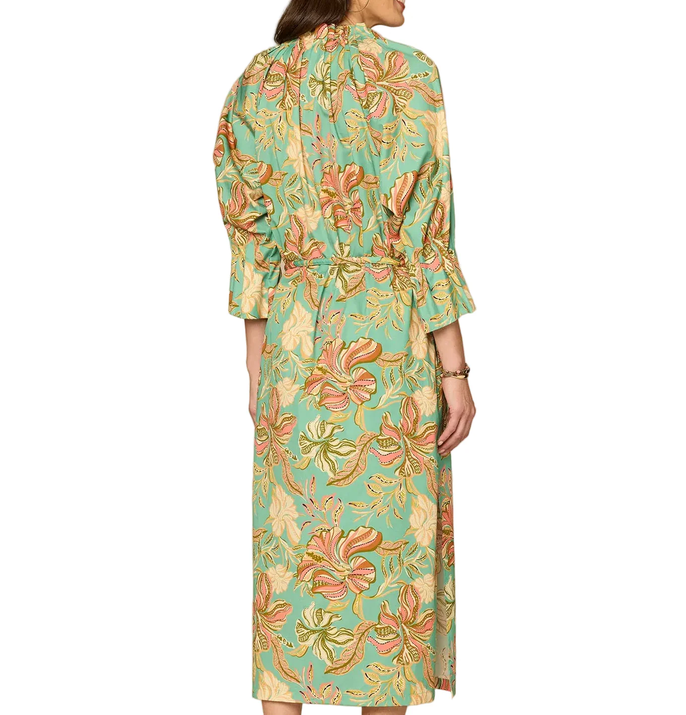 Democracy Womens 3/4 Sleeve Grosgrain Ruched Neck Printed Woven Dress - Image 3