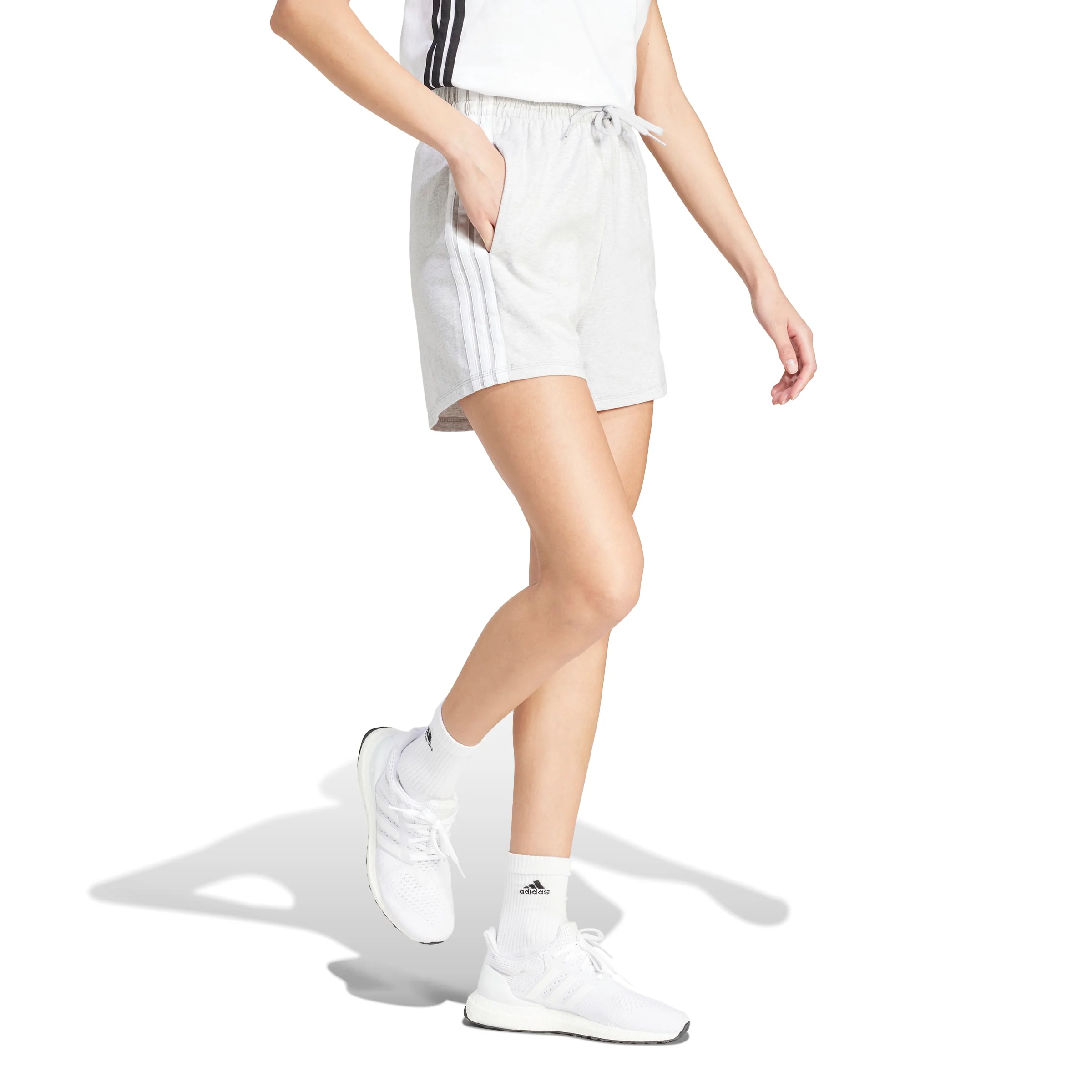 adidas Womens Essentials 3-Stripes Cotton Shorts - Image 4