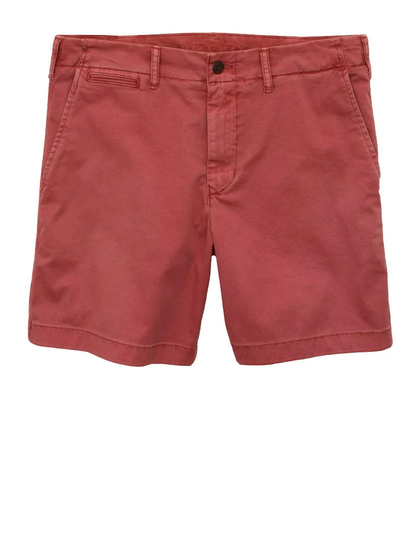 American Eagle Mens AE 7" Flex Lived-In Khaki Shorts