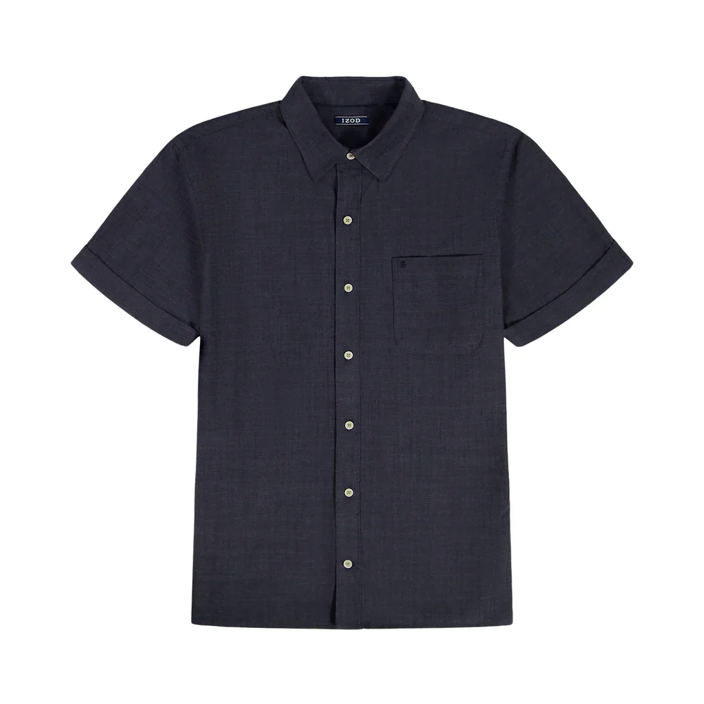 IZOD Mens Luxury Button Down Short Sleeve Shirt