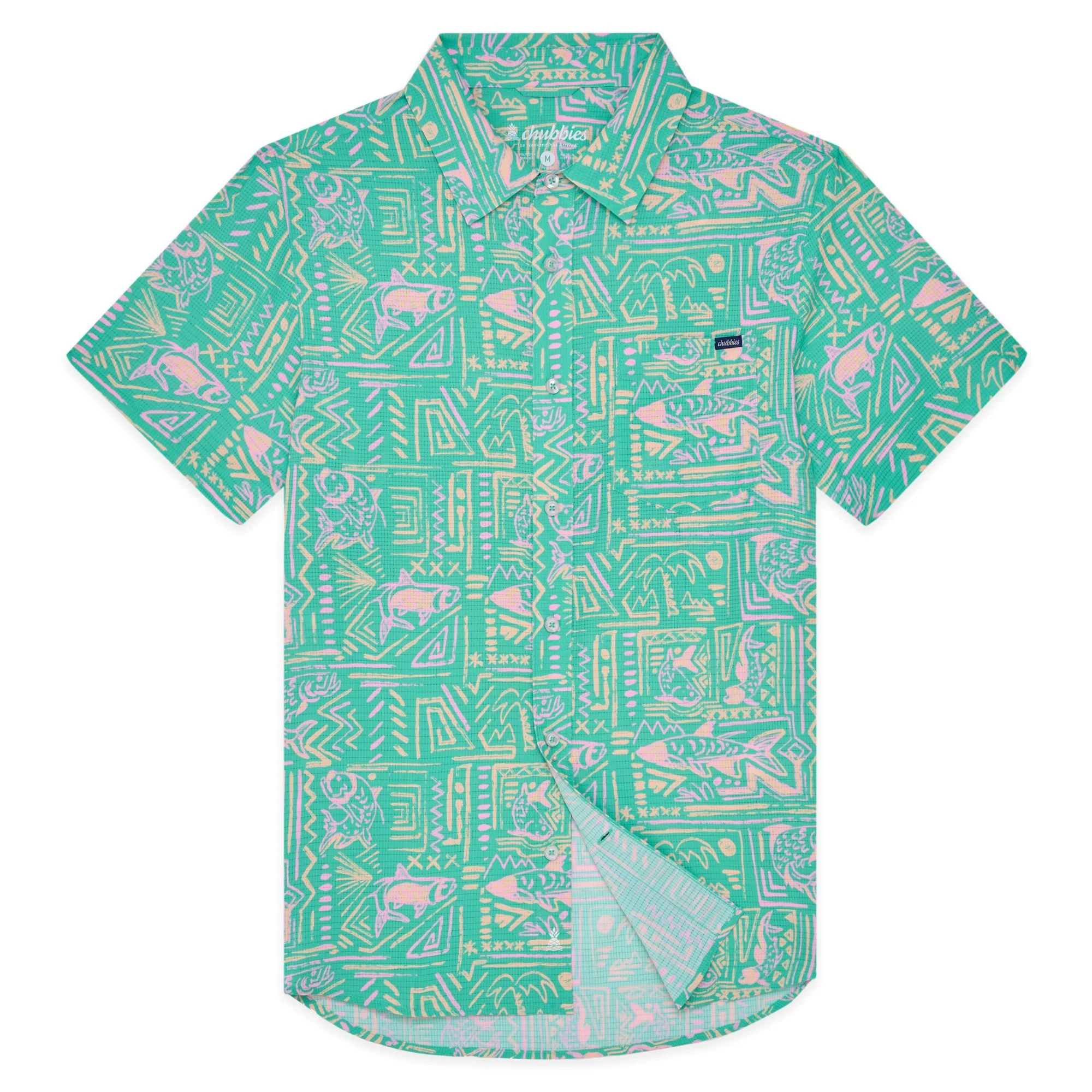 Chubbies Mens The Pyramid Poolside Breezetech Short Sleeve Shirt