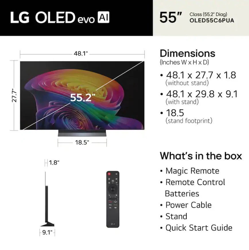 LG 55" Class C6 Series OLED evo AI 4K Smart webOS TV - Image 6