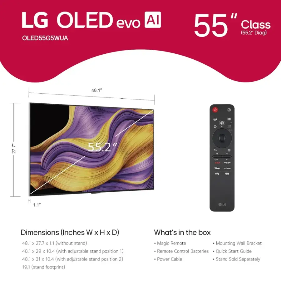 LG 55" Class G5 Series OLED evo AI 4K UHD Smart webOS TV with One Wall Design - Image 4