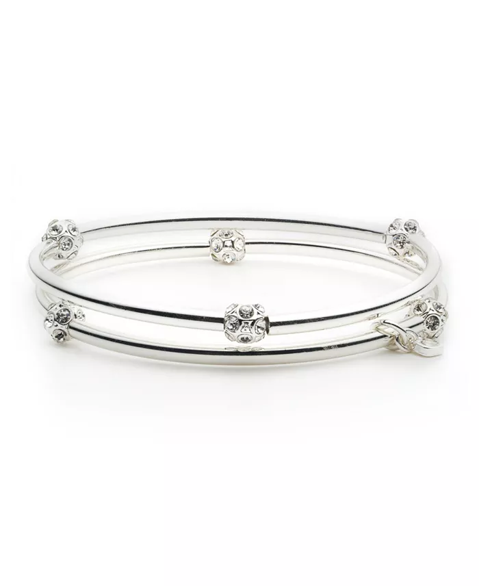 Nine West Silver-Tone Boxed Bangle Bracelet - Set Of 2
