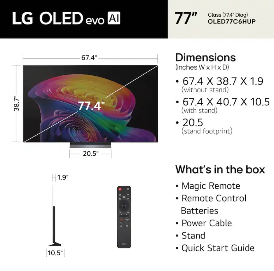 LG 77" Class C6H Series OLED evo AI 4K Smart webOS TV with Hyper Radiant Color Tech - Image 4
