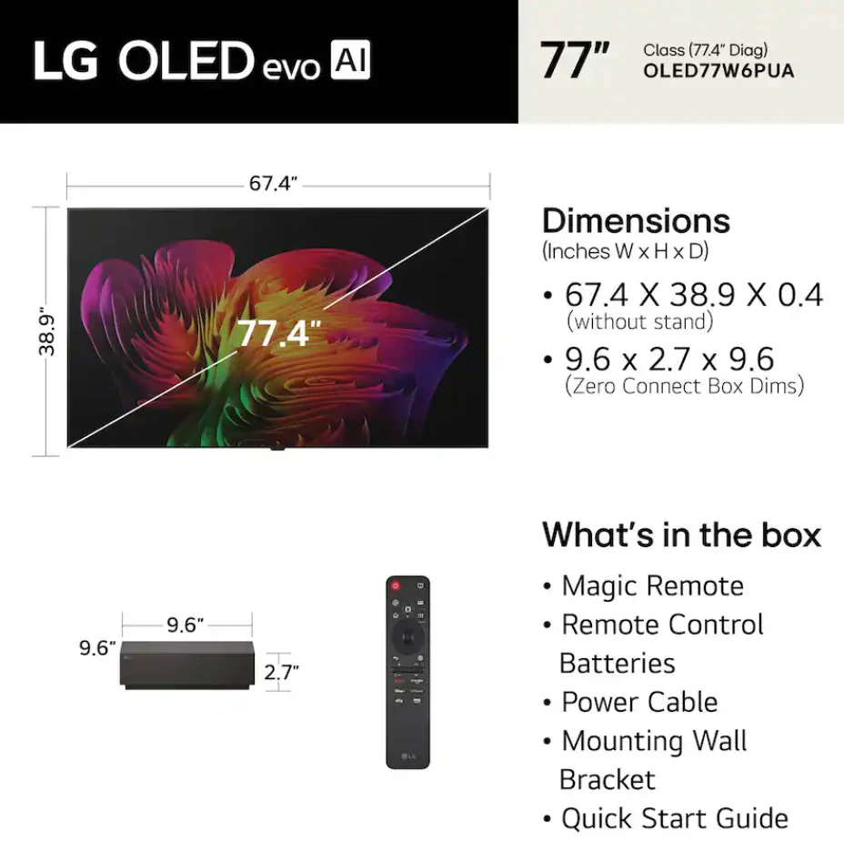 LG 77" Class W6 Series OLED evo AI 4K Smart webOS TV with Wallpaper Design - Image 5