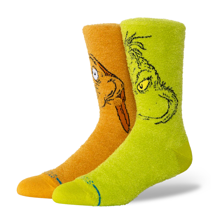 Stance Mens The Grinch X Stance Fuzzy Crew Socks