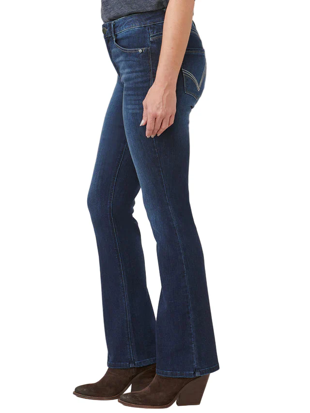 Democracy Womens "Ab"solution High Rise Embroidered Indigo Itty Bitty Boot Jeans - Image 3