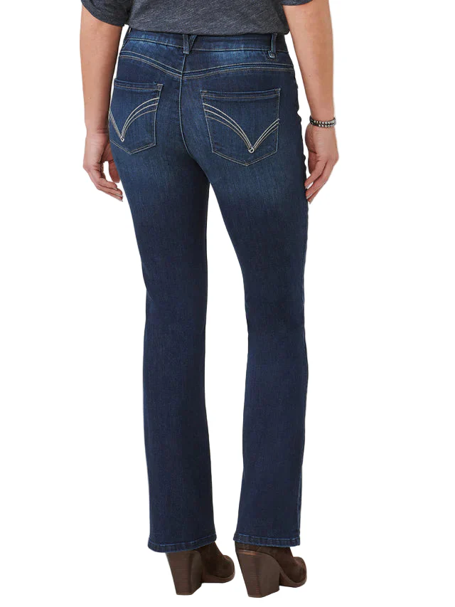 Democracy Womens "Ab"solution High Rise Embroidered Indigo Itty Bitty Boot Jeans - Image 4