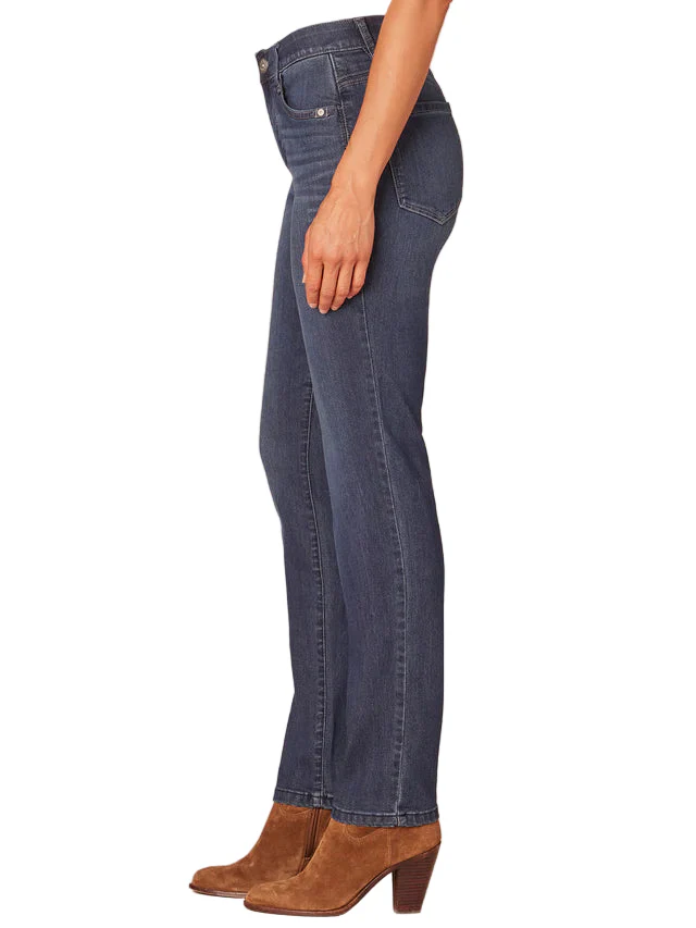 Democracy Womens "Ab"solution Indigo High Rise Straight Leg Jeans - Image 3