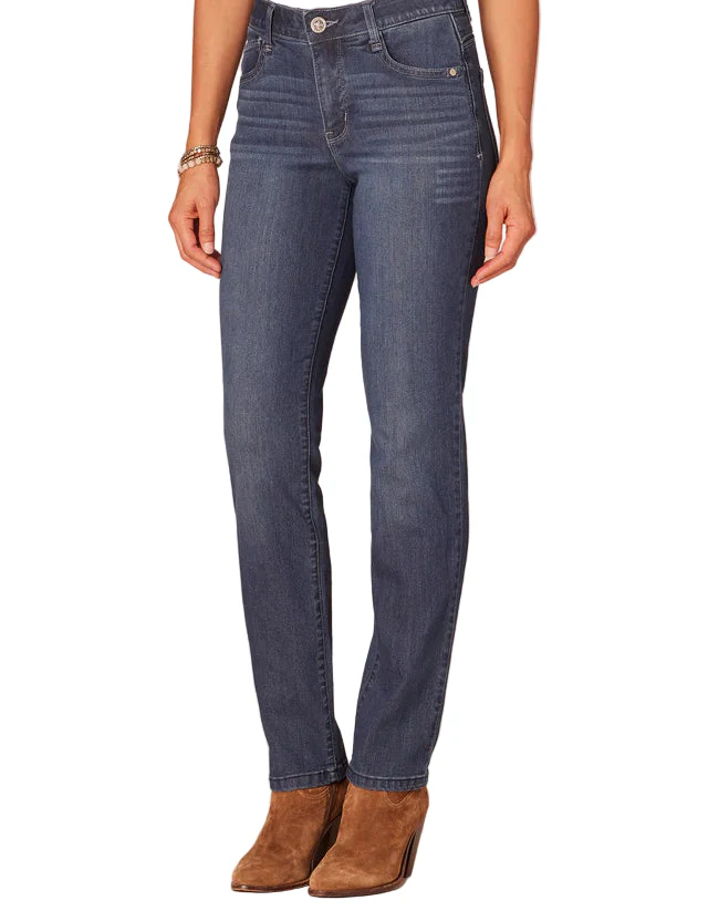 Democracy Womens "Ab"solution Indigo High Rise Straight Leg Jeans - Image 2