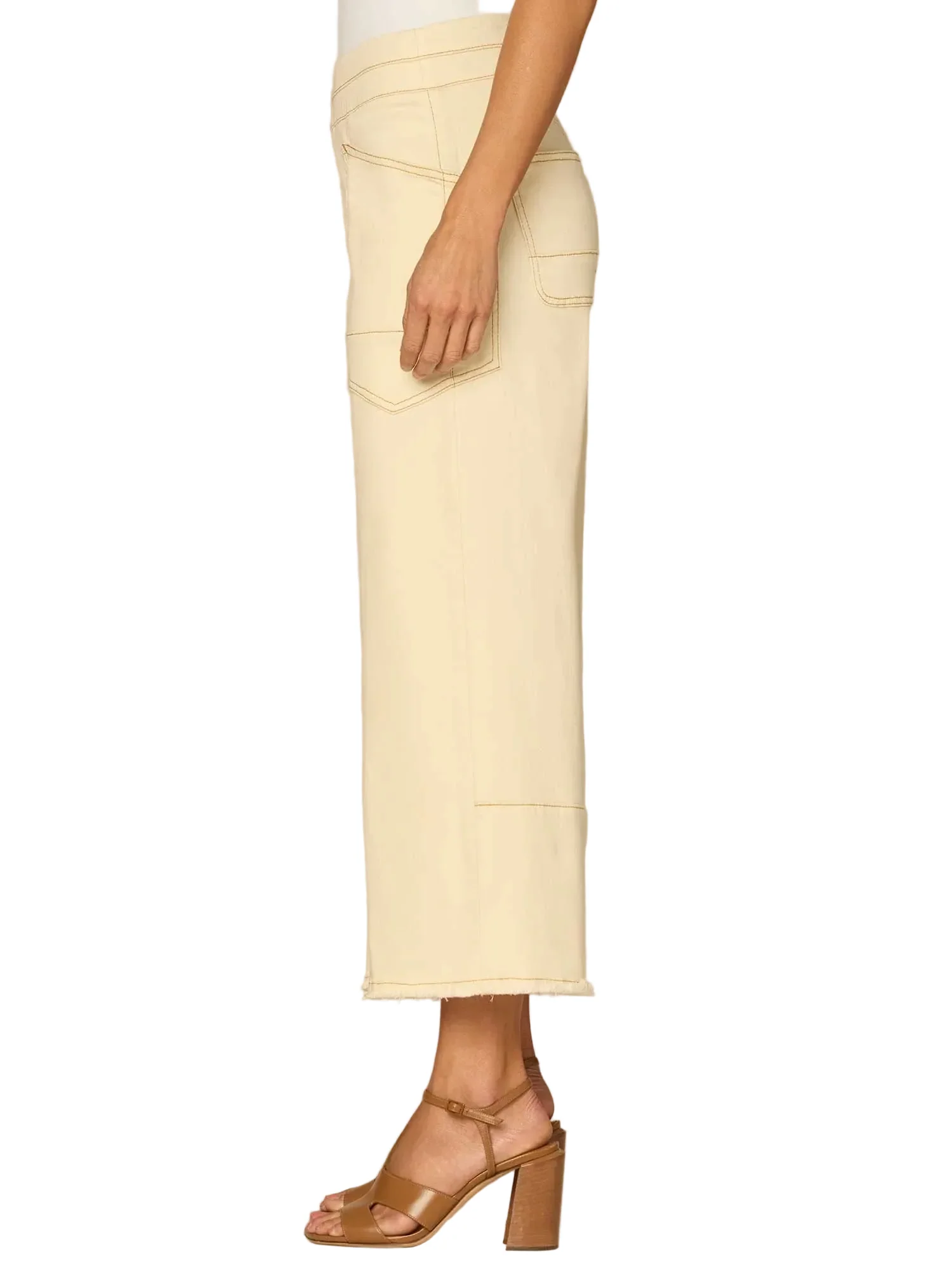 Democracy Womens "Ab"solution Skyrise Crop Clean Finish Fray Hem Glider Wide Leg Jeans - Image 2