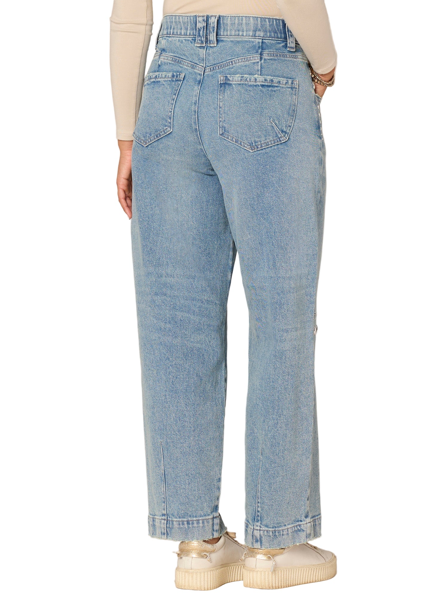 Democracy Womens "Ab"solution Skyrise Relaxed Barrel Leg Jean With Studs - Image 3